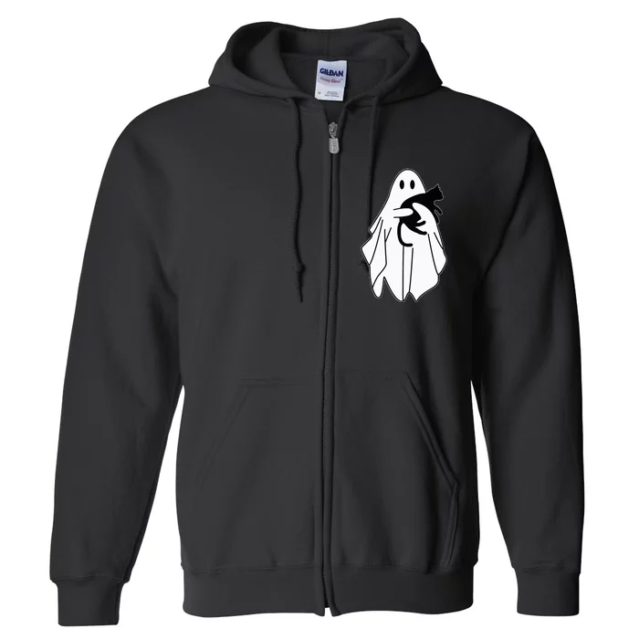 Spooky Halloween Spirit with a Playful Black Cat Full Zip Hoodie