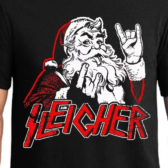 Sleigher Hail Santa Heavy Metal Christmas Rock Xmas Art Pajama Set