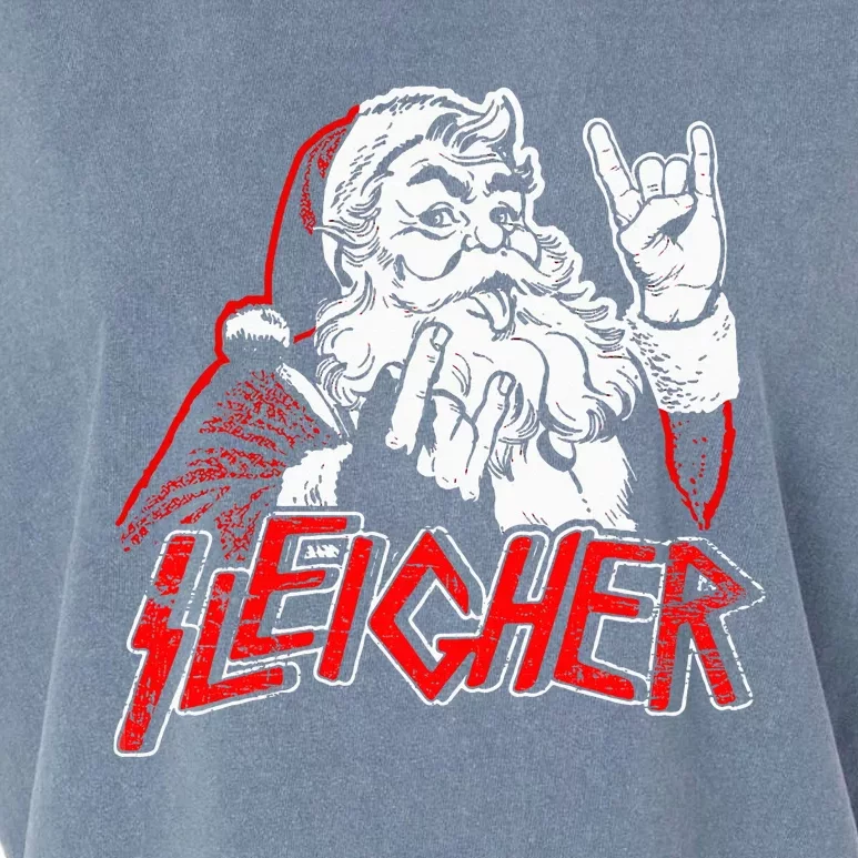 Sleigher Hail Santa Heavy Metal Christmas Rock Xmas Art Garment-Dyed Women's Muscle Tee