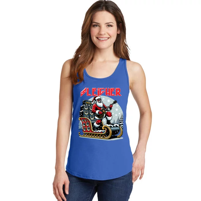 Sleigher Hail Santa Heavy Metal Christmas Rock Xmas Art Ladies Essential Tank