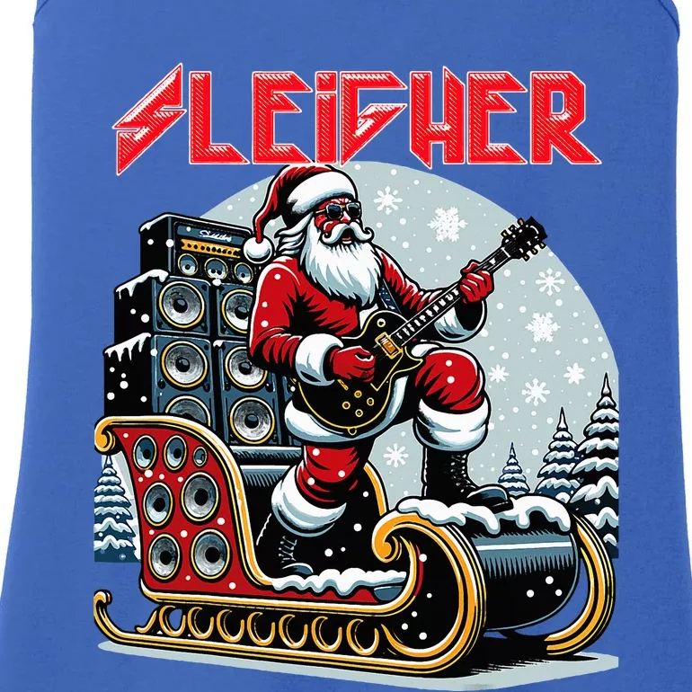 Sleigher Hail Santa Heavy Metal Christmas Rock Xmas Art Ladies Essential Tank