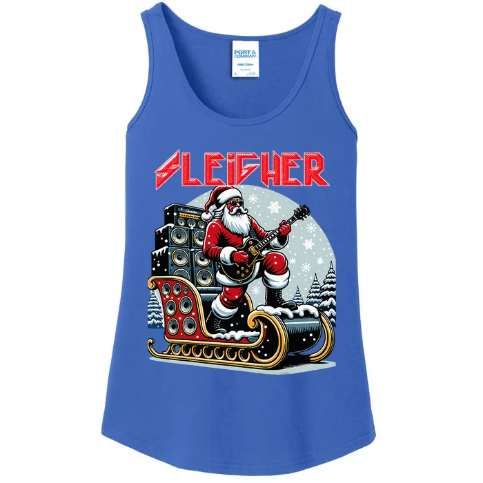 Sleigher Hail Santa Heavy Metal Christmas Rock Xmas Art Ladies Essential Tank