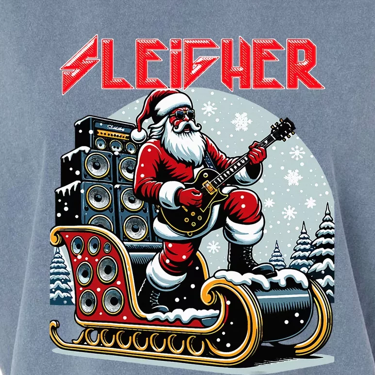 Sleigher Hail Santa Heavy Metal Christmas Rock Xmas Art Garment-Dyed Women's Muscle Tee