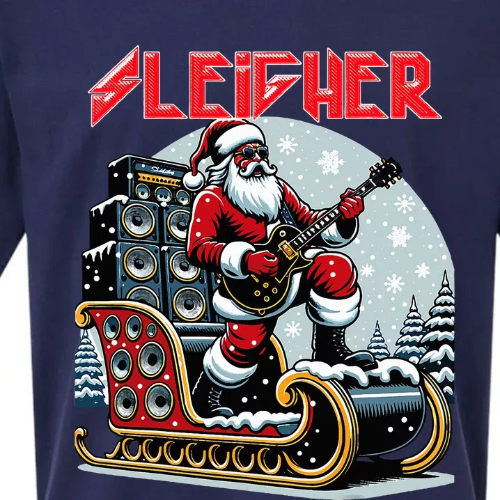 Sleigher Hail Santa Heavy Metal Christmas Rock Xmas Art Sueded Cloud Jersey T-Shirt