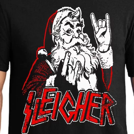 Sleigher Hail Santa Heavy Metal Christmas Pajama Set