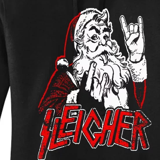 Sleigher Hail Santa Heavy Metal Christmas Women's Pullover Hoodie