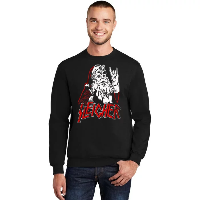 Sleigher Hail Santa Heavy Metal Christmas Tall Sweatshirt