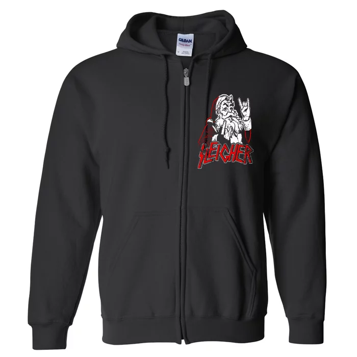 Sleigher Hail Santa Heavy Metal Christmas Full Zip Hoodie