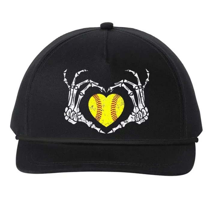 Softball Heart Skeleton Hand Halloween Costume Snapback Five-Panel Rope Hat