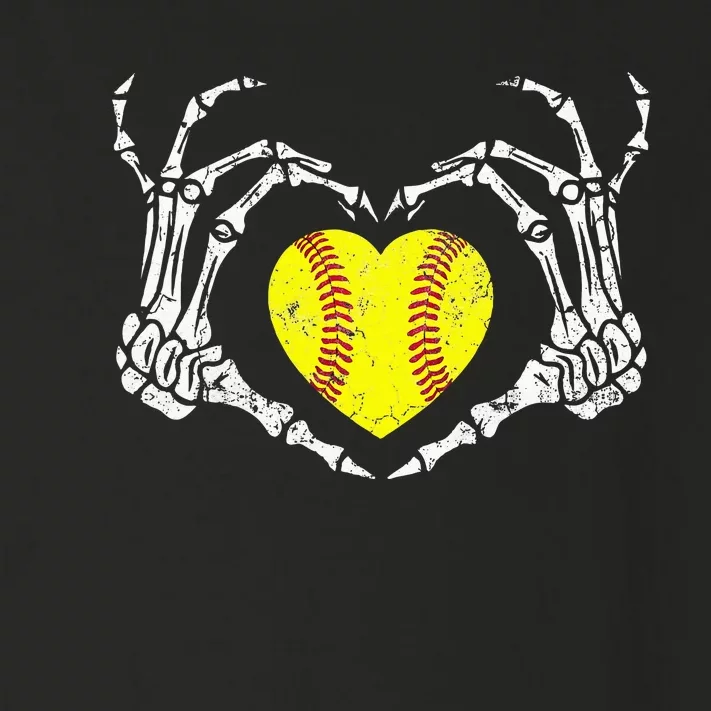 Softball Heart Skeleton Hand Halloween Costume Toddler Long Sleeve Shirt