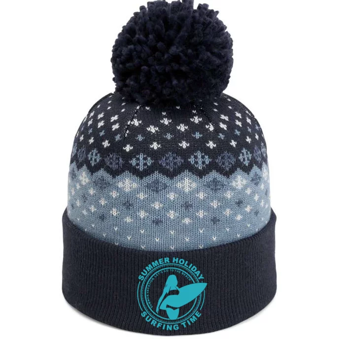 Summer Holiday Surfing Time The Baniff Cuffed Pom Beanie