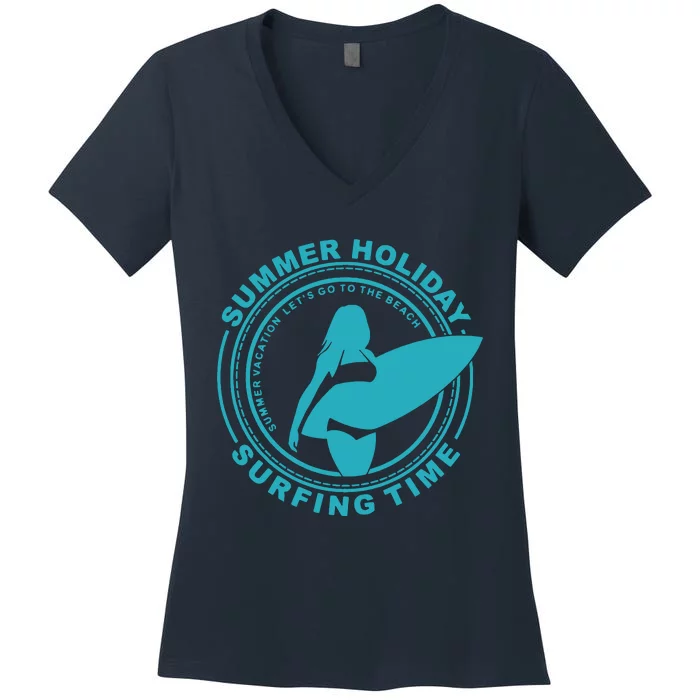 Summer Holiday Surfing Time Women's V-Neck T-Shirt