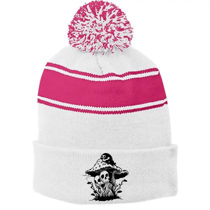 Skeleton Halloween Skull Party Stripe Pom Pom Beanie