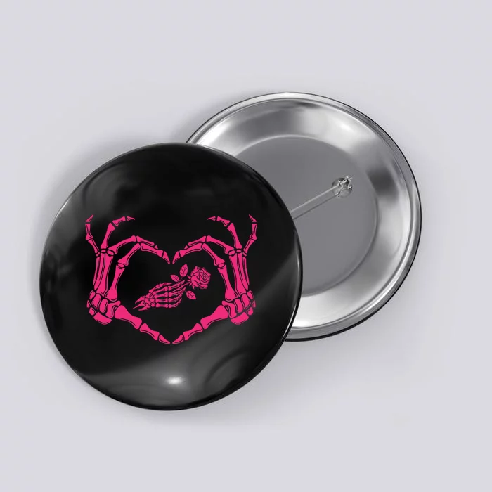 Skeletons Hands Shaped Heart Halloween Button