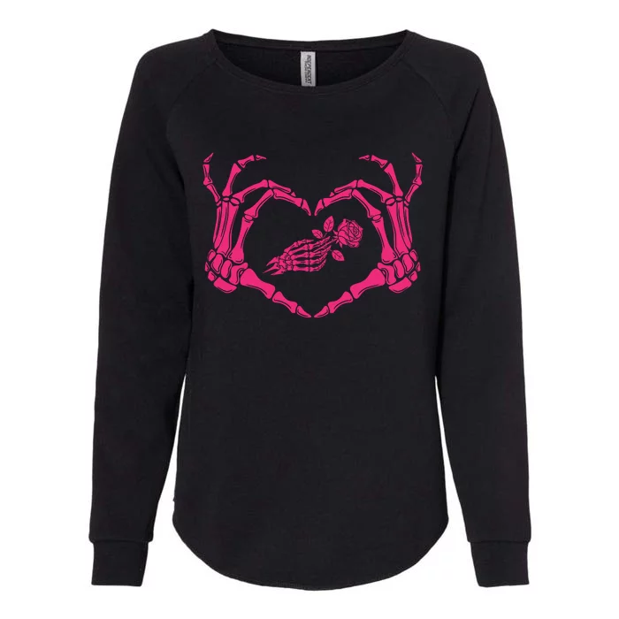 Skeletons Hands Shaped Heart Halloween Womens California Wash Sweatshirt