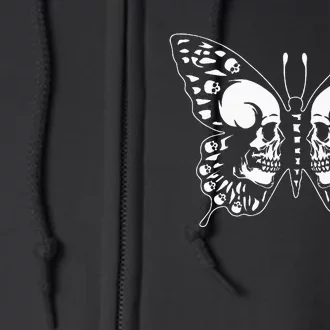 Spooky Halloween Skull Goth Graphic Butterfly Wing Aesthetic Full Zip Hoodie