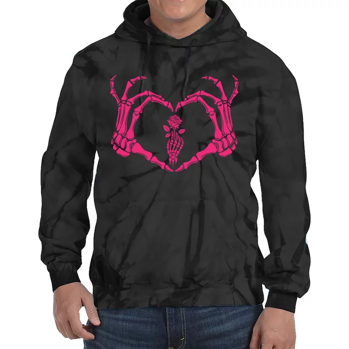 Skeletons Hands Shaped Heart Halloween Tie Dye Hoodie