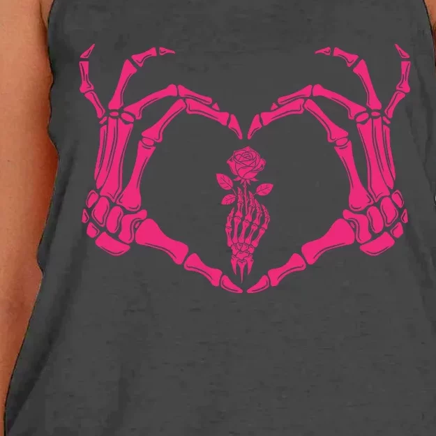 Skeletons Hands Shaped Heart Halloween Women's Knotted Racerback Tank