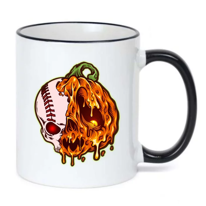 Spooky Halloween Skull Pumpkin Baseball Black Color Changing Mug