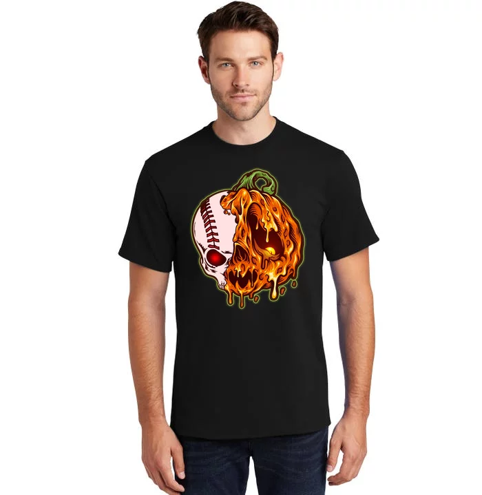 Spooky Halloween Skull Pumpkin Baseball Tall T-Shirt