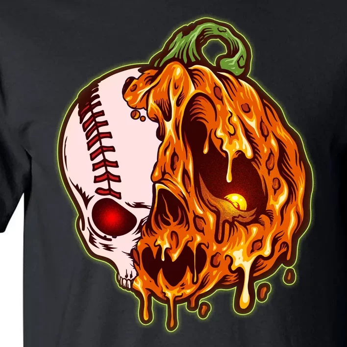 Spooky Halloween Skull Pumpkin Baseball Tall T-Shirt