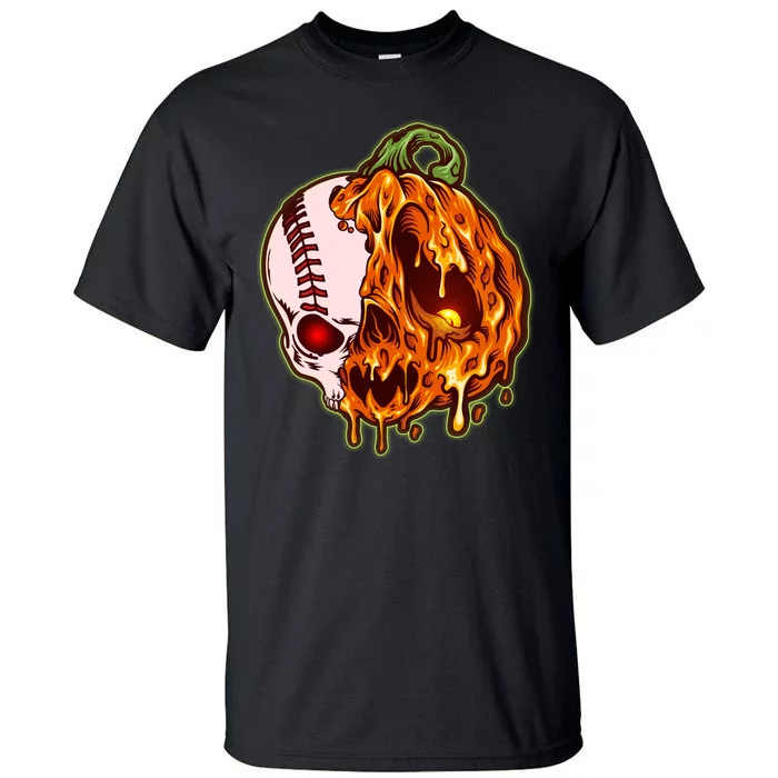 Spooky Halloween Skull Pumpkin Baseball Tall T-Shirt