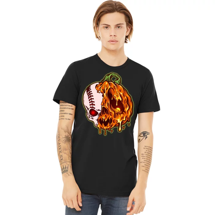 Spooky Halloween Skull Pumpkin Baseball Premium T-Shirt