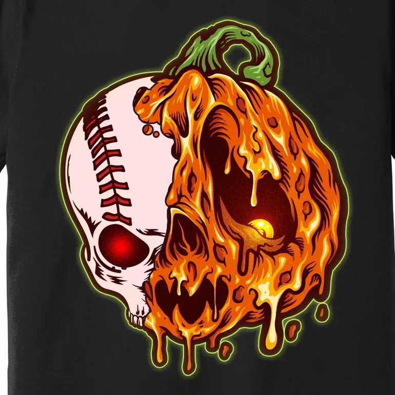 Spooky Halloween Skull Pumpkin Baseball Premium T-Shirt