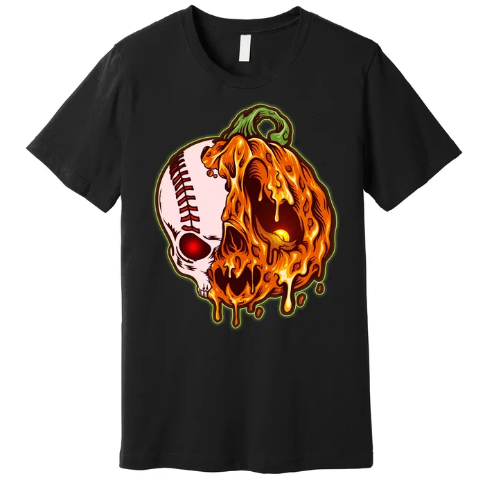 Spooky Halloween Skull Pumpkin Baseball Premium T-Shirt