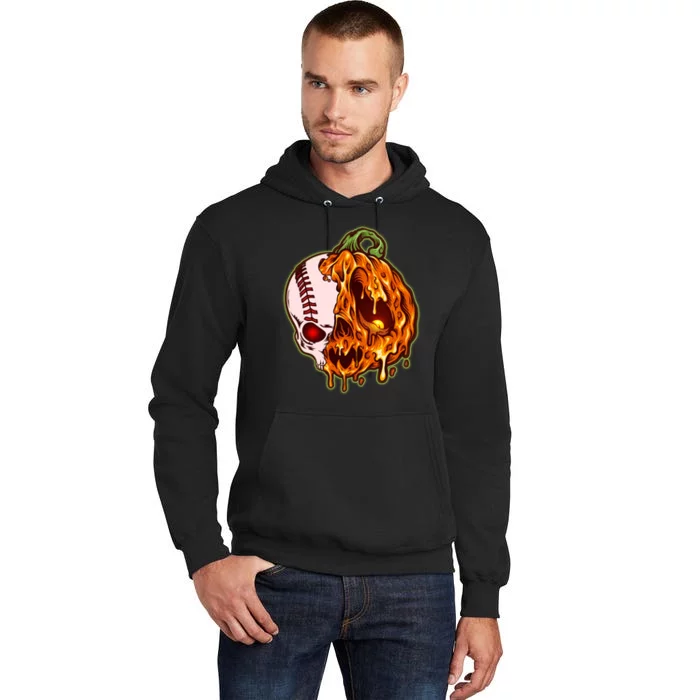 Spooky Halloween Skull Pumpkin Baseball Tall Hoodie