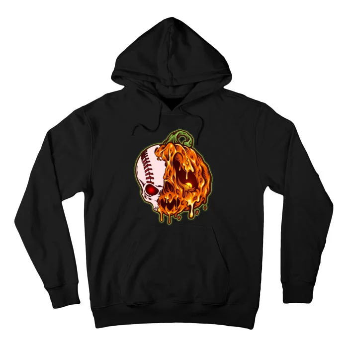 Spooky Halloween Skull Pumpkin Baseball Tall Hoodie