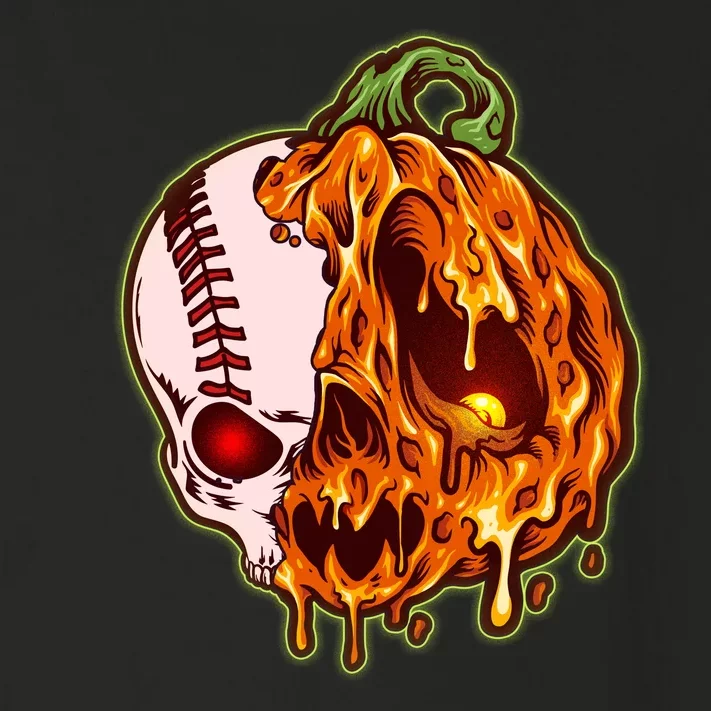 Spooky Halloween Skull Pumpkin Baseball Toddler Long Sleeve Shirt