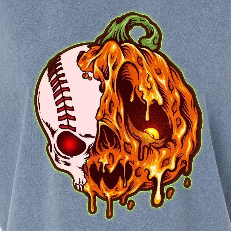 Spooky Halloween Skull Pumpkin Baseball Garment-Dyed Women's Muscle Tee