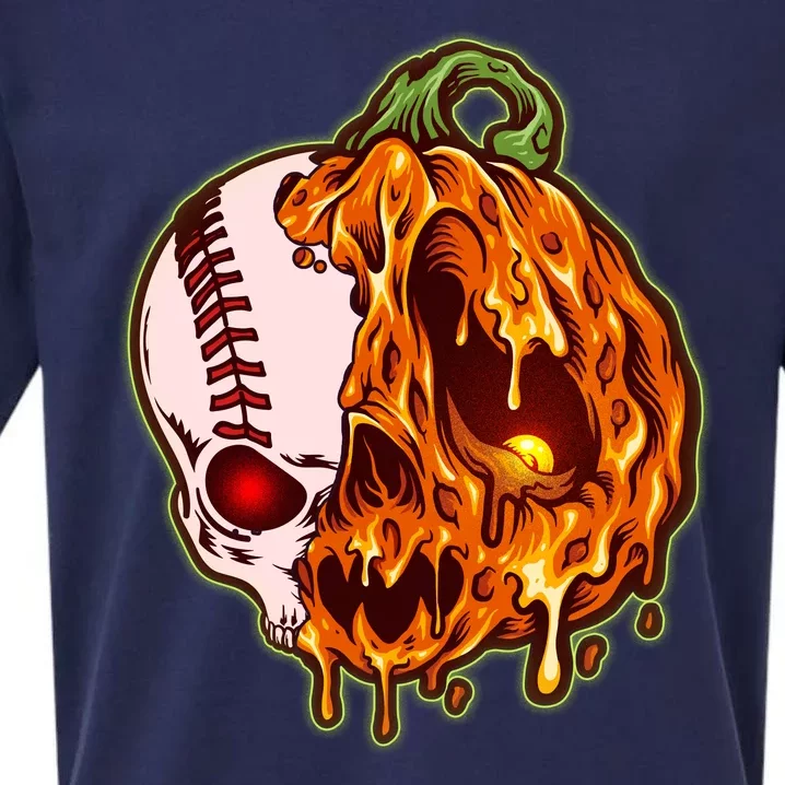 Spooky Halloween Skull Pumpkin Baseball Sueded Cloud Jersey T-Shirt