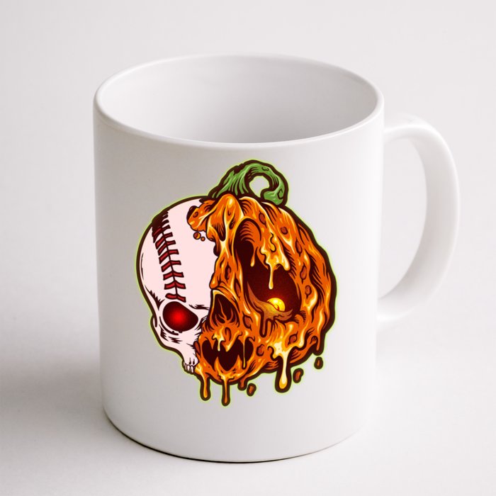 Spooky Halloween Skull Pumpkin Baseball Front & Back Coffee Mug