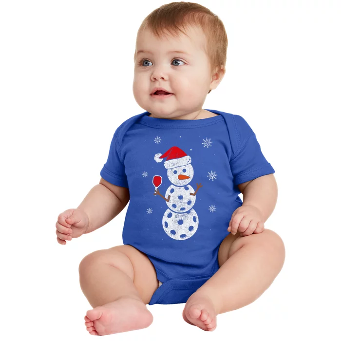 Santa Hat Snow Funny Gift For Xmas Funny Pickleball Christmas Gift Baby Bodysuit