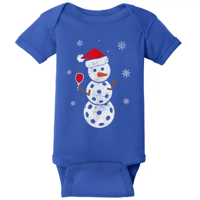 Santa Hat Snow Funny Gift For Xmas Funny Pickleball Christmas Gift Baby Bodysuit