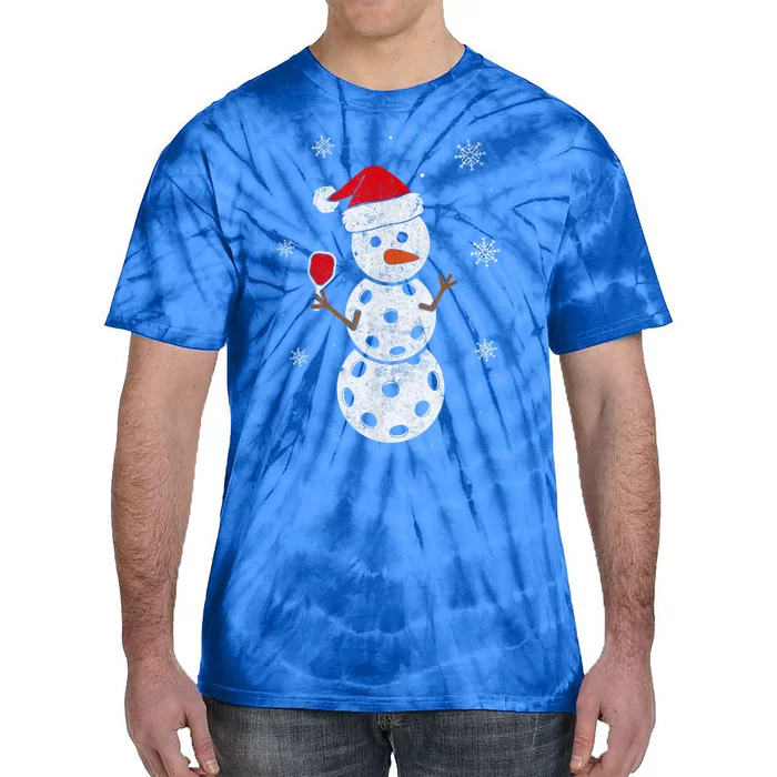 Santa Hat Snow Funny Gift For Xmas Funny Pickleball Christmas Gift Tie-Dye T-Shirt