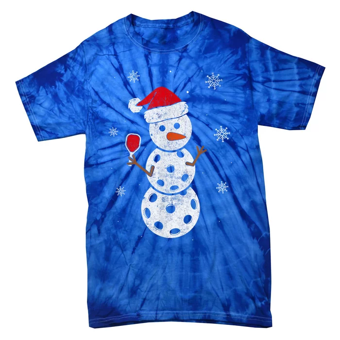 Santa Hat Snow Funny Gift For Xmas Funny Pickleball Christmas Gift Tie-Dye T-Shirt