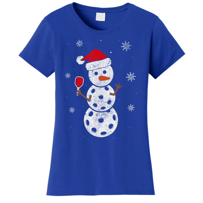 Santa Hat Snow Funny Gift For Xmas Funny Pickleball Christmas Gift Women's T-Shirt