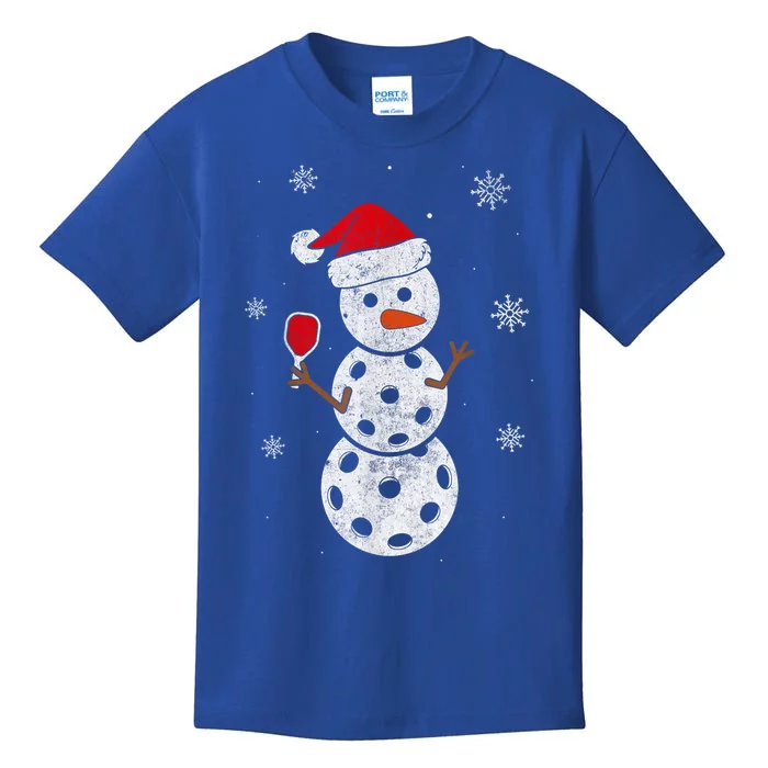 Santa Hat Snow Funny Gift For Xmas Funny Pickleball Christmas Gift Kids T-Shirt