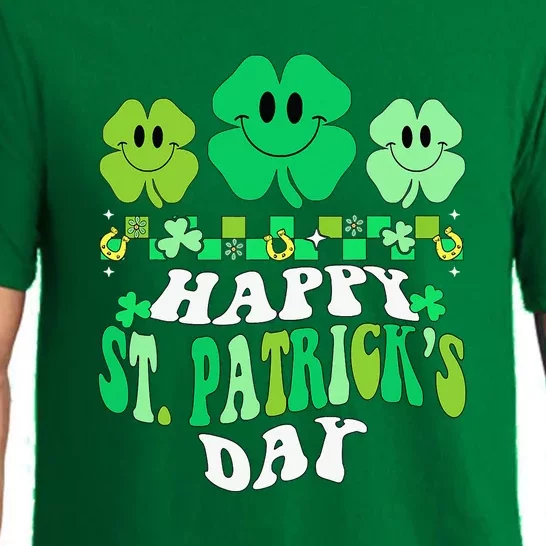 Shamrock Happy St Patricks Day Irish Retro Groovy Pajama Set