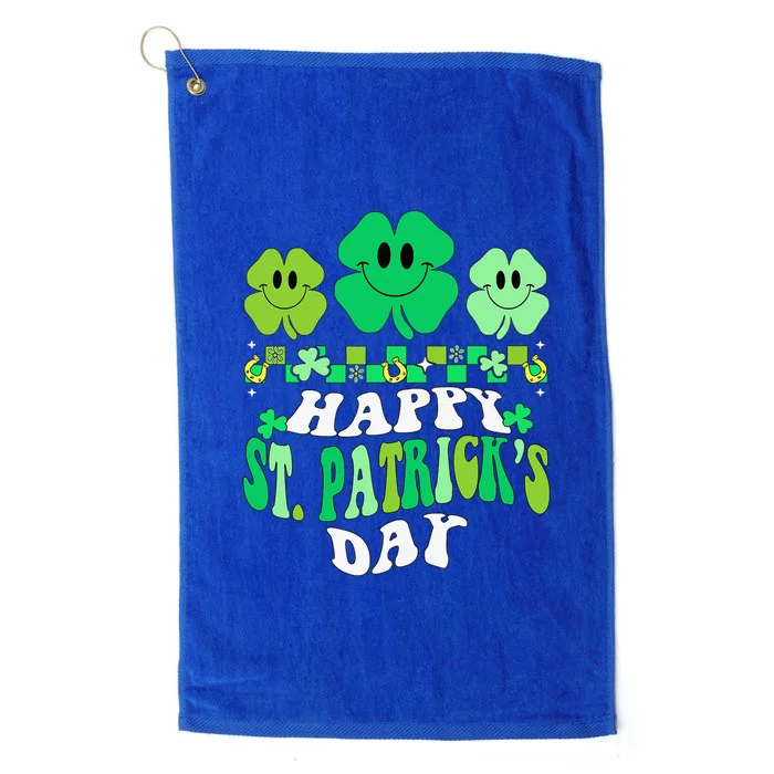 Shamrock Happy St Patricks Day Irish Retro Groovy Platinum Collection Golf Towel