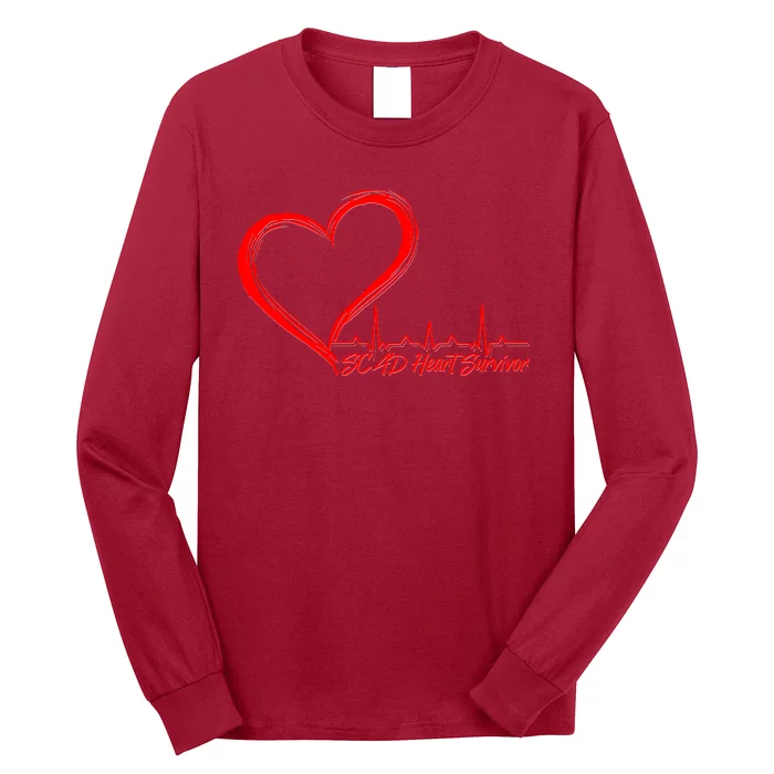 SCAD Heart Survivor Heartbeat Heart Health Awareness Long Sleeve Shirt