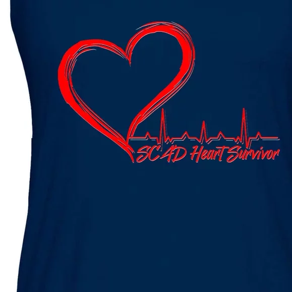 SCAD Heart Survivor Heartbeat Heart Health Awareness Ladies Essential Flowy Tank