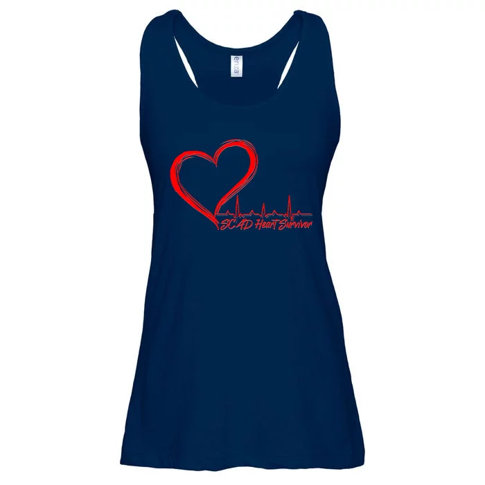 SCAD Heart Survivor Heartbeat Heart Health Awareness Ladies Essential Flowy Tank