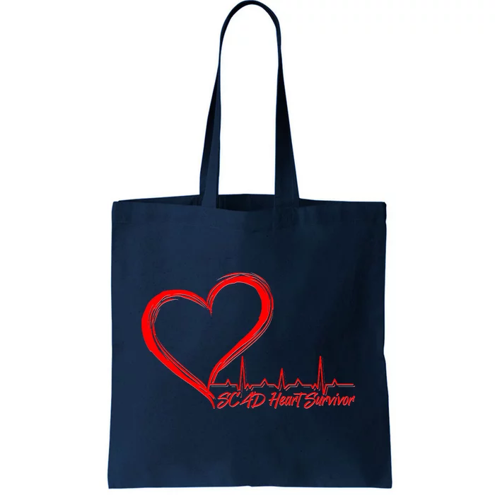 SCAD Heart Survivor Heartbeat Heart Health Awareness Tote Bag