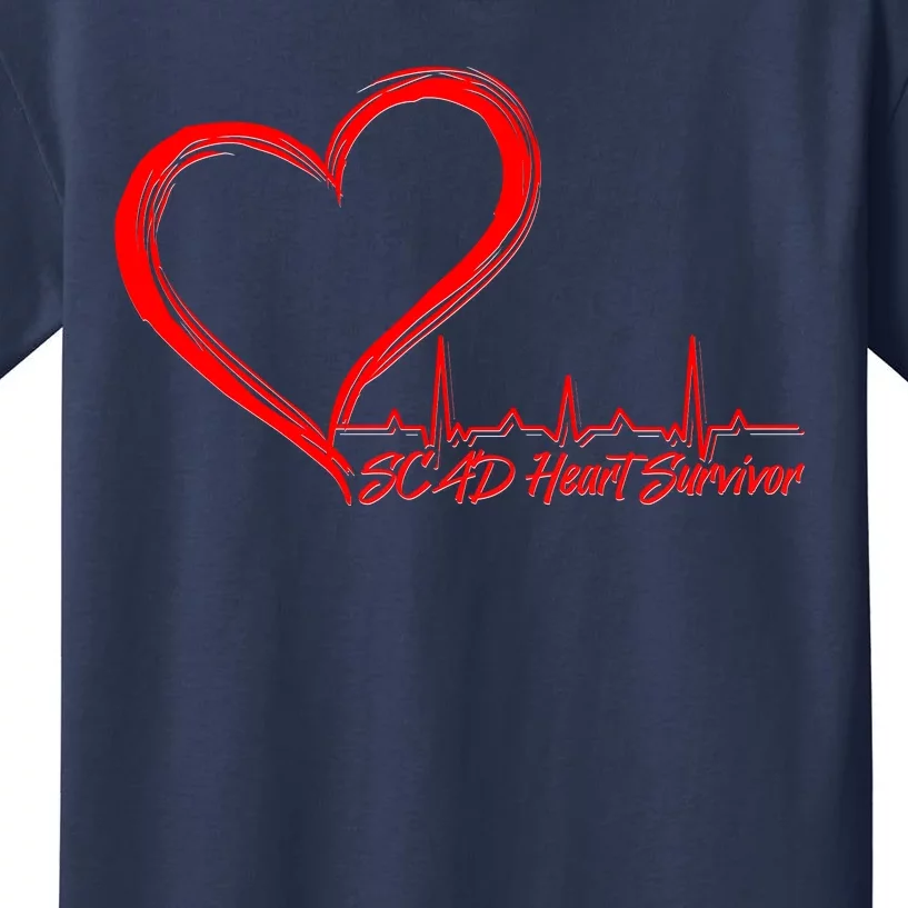 SCAD Heart Survivor Heartbeat Heart Health Awareness Kids T-Shirt