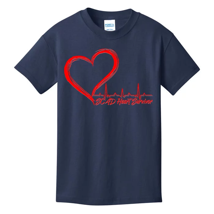 SCAD Heart Survivor Heartbeat Heart Health Awareness Kids T-Shirt