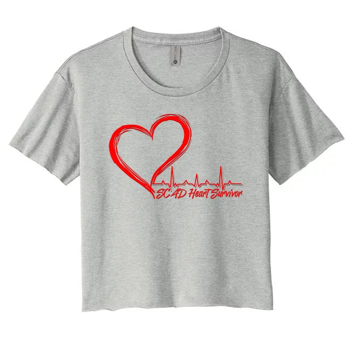 SCAD Heart Survivor Heartbeat Heart Health Awareness Women's Crop Top Tee